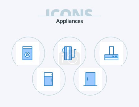 Illustration for Appliances Blue Icon Pack 5 Icon Design. fan. heater. home appliances. heat. appliances - Royalty Free Image