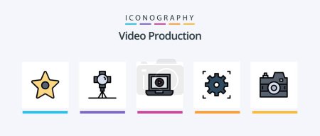 Illustration for Video Production Line Filled 5 Icon Pack Including movie . film . play. Creative Icons Design - Royalty Free Image