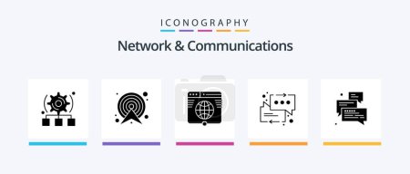Ilustración de Paquete de iconos de Network And Communications Glyph 5 incluyendo flecha. mensajes. Ruta. charla. red. Diseño de iconos creativos - Imagen libre de derechos