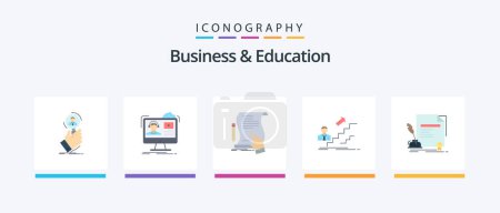 Ilustración de Business And Education Flat 5 Icon Pack Incluyendo el éxito. aplicación. en línea. acuerdo. papel. Diseño de iconos creativos - Imagen libre de derechos