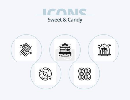 Téléchargez les illustrations : Doux Et Bonbons Ligne Icône Pack 5 Icône Design. dessert. Cuire. camper. Des bonbons. produits alimentaires - en licence libre de droit