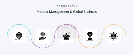 Ilustración de Product Managment And Global Business Glyph 5 Icon Pack Including business. business. business. cup. providence - Imagen libre de derechos