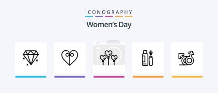 Illustration for Womens Day Line 5 Icon Pack Including equality. perfume. power. love. day. Creative Icons Design - Royalty Free Image