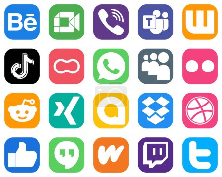 Téléchargez les illustrations : Complete Social Media Icon Pack 20 icônes telles que les femmes. arachide et icônes vidéo. Ensemble d'icônes dégradées - en licence libre de droit