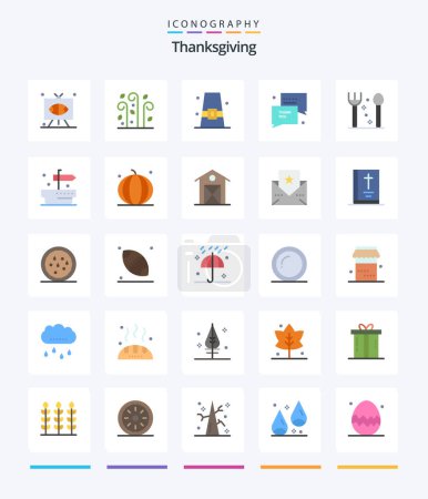 Illustration for Creative Thanks Giving 25 Flat icon pack  Such As sms. you. wind. thank. fall - Royalty Free Image