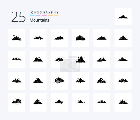 Illustration for Mountains 25 Solid Glyph icon pack including hill. mountain. mountain. birds. hill - Royalty Free Image