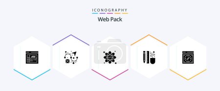 Illustration for Web Pack 25 Glyph icon pack including safari. compass. coding. browser. pencil - Royalty Free Image