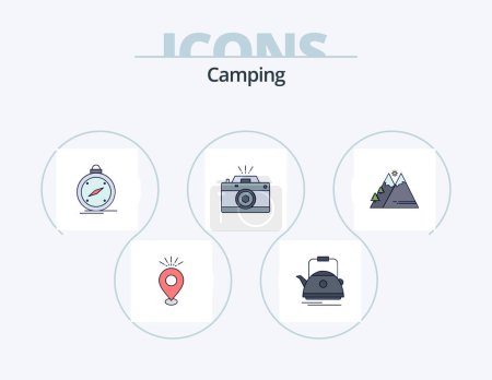 Illustration for Camping Line Filled Icon Pack 5 Icon Design. nature. box. camping. bonfire. camping - Royalty Free Image