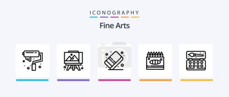 Téléchargez les illustrations : Fine Arts Line 5 Icon Pack Including stage. entertainment. art. roller. arts. Creative Icons Design - en licence libre de droit