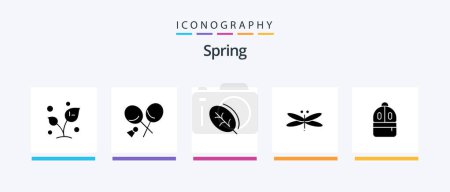 Illustration for Spring Glyph 5 Icon Pack Including spring. dragons. spring. dragonfly. spring. Creative Icons Design - Royalty Free Image