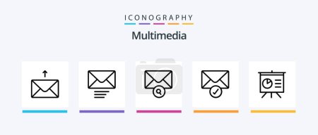 Illustration for Multimedia Line 5 Icon Pack Including . verification. private. mail. Creative Icons Design - Royalty Free Image
