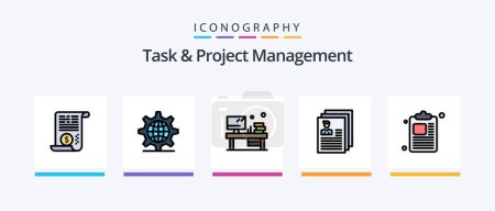 Illustration for Task And Project Management Line Filled 5 Icon Pack Including road. direction . north. board . startup. Creative Icons Design - Royalty Free Image