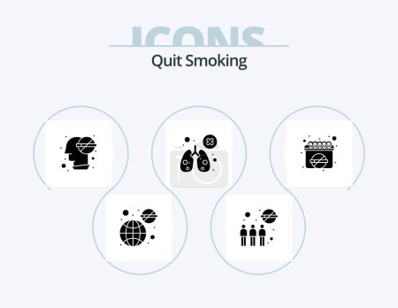 Téléchargez les illustrations : Quit Smoking Glyph Icon Pack 5 Icon Design. biology. problem. banned. health. brain - en licence libre de droit