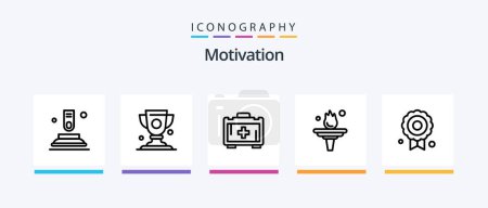 Ilustración de Motivation Line 5 Icon Pack Including won. olympic. cup. medal. plant. Creative Icons Design - Imagen libre de derechos