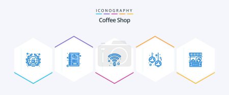 Illustration for Coffee Shop 25 Blue icon pack including cafe. lights. cafe. lamps. cafe - Royalty Free Image