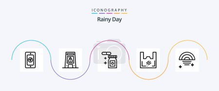 Ilustración de Rainy Line 5 Icon Pack Including rainy. supermarket. tablet. shopper. ecology - Imagen libre de derechos