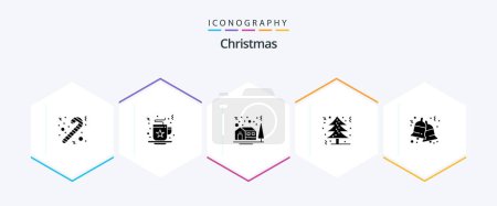 Illustration for Christmas 25 Glyph icon pack including christmas. bell. christmas. tree. christmas tree - Royalty Free Image