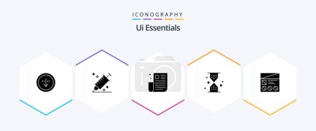 Illustration for Ui Essentials 25 Glyph icon pack including timer. clock. picker. ui. newspaper - Royalty Free Image