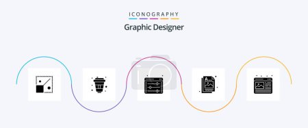 Illustration for Graphic Designer Glyph 5 Icon Pack Including design. image. equalizer. idea. designer - Royalty Free Image