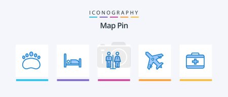 Illustration for Map Pin Blue 5 Icon Pack Including . care. hotel. healthcare. vacation. Creative Icons Design - Royalty Free Image