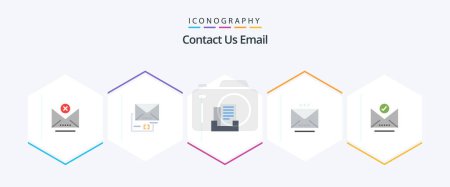 Illustration for Email 25 Flat icon pack including letter. check mark. email. open. letter - Royalty Free Image