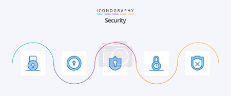 Illustration for Security Blue 5 Icon Pack Including . warning. protection. shield. time - Royalty Free Image