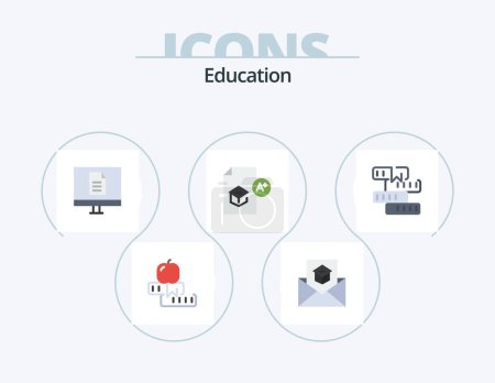Téléchargez les illustrations : Education Flat Icon Pack 5 Icon Design. knowledge. education. invite. school. internet - en licence libre de droit