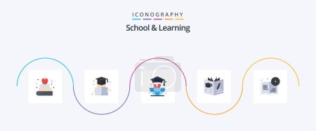 Illustration for School And Learning Flat 5 Icon Pack Including . education. education. bookmark. book - Royalty Free Image