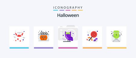 Illustration for Halloween Flat 5 Icon Pack Including communication. holiday. bird. halloween. candy. Creative Icons Design - Royalty Free Image