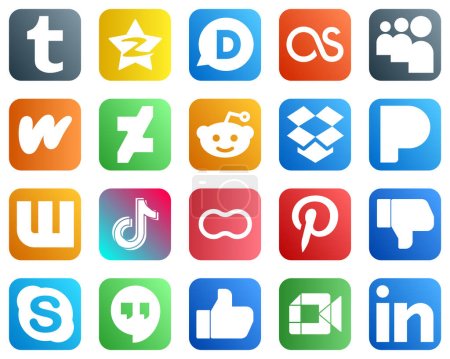 Ilustración de 20 Versátiles iconos de las redes sociales como China. douyin. literatura. tiktok y pandora iconos. Totalmente editable y versátil - Imagen libre de derechos