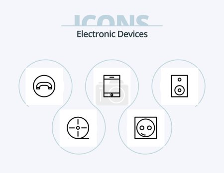 Illustration for Devices Line Icon Pack 5 Icon Design. film. support. add. call. hardware - Royalty Free Image