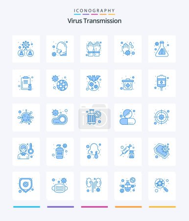 Illustration for Creative Virus Transmission 25 Blue icon pack  Such As lab. water drop. gloves. wash. hand - Royalty Free Image