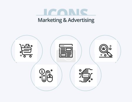 Téléchargez les illustrations : Marketing And Advertising Line Icon Pack 5 Icon Design. marketing. like. reputation. communication. loudspeaker - en licence libre de droit