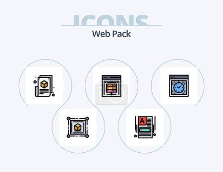 Téléchargez les illustrations : Web Pack ligne rempli Icône Pack 5 Icône Design. web. graphique. sécurité web. graphique. vérification de vitesse web - en licence libre de droit