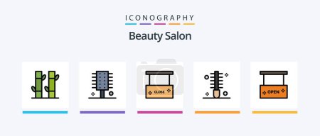 Ilustración de Línea de salón de belleza llena paquete de 5 iconos que incluye estilo. Salón. espejo. belleza. pelo. Diseño de iconos creativos - Imagen libre de derechos