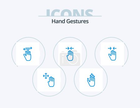 Téléchargez les illustrations : Hand Gestures Blue Icon Pack 5 Icon Design. hand. gesture. hand. four finger. right - en licence libre de droit