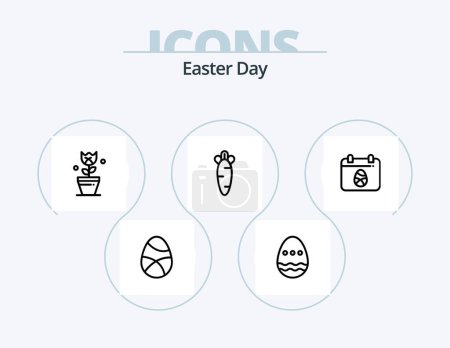 Illustration for Easter Line Icon Pack 5 Icon Design. easter. egg. bynny. tulip. easter - Royalty Free Image