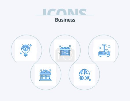 Illustration for Business Blue Icon Pack 5 Icon Design. presentation. workflow. idea. planning. solution - Royalty Free Image