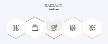 Illustration for Wellness 25 Line icon pack including salad bowl. healthy. no smoking. food. weighing - Royalty Free Image