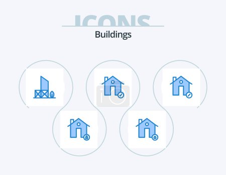 Ilustración de Buildings Blue Icon Pack 5 Icon Design. complete. buildings. protect. security. lifeguard - Imagen libre de derechos