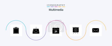 Ilustración de Paquete de iconos de Multimedia Glyph 5 incluido. evento. correo electrónico - Imagen libre de derechos