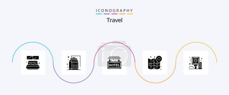 Téléchargez les illustrations : Travel Glyph 5 Icon Pack Including city. navigate. hotel. mark. city - en licence libre de droit