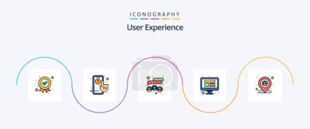 Illustration for User Experience Line Filled Flat 5 Icon Pack Including user. location. friends. wireframe. computer - Royalty Free Image