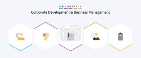 Ilustración de Corporate Development And Business Management 25 Flat icon pack including page. document. brain. contract. personal - Imagen libre de derechos