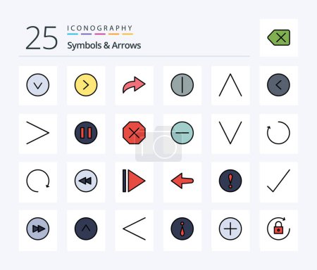 Ilustración de Symbols & Arrows 25 Line Filled icon pack including arrow. circle. on. arrow. top - Imagen libre de derechos