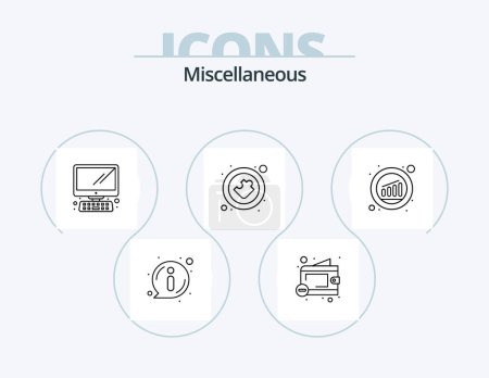 Ilustración de Miscellaneous Line Icon Pack 5 Icon Design. money. home. open email. email - Imagen libre de derechos
