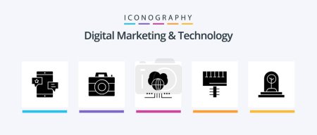 Ilustración de Digital Marketing And Technology Glyph 5 Icon Pack Including business. board. technology. advertising. cloud. Creative Icons Design - Imagen libre de derechos