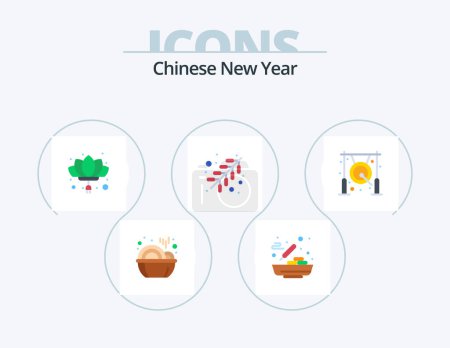 Illustration for Chinese New Year Flat Icon Pack 5 Icon Design. bell. work. china. religion. new year - Royalty Free Image