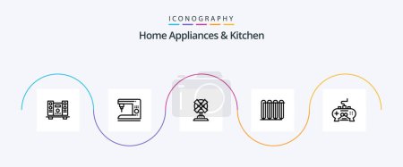 Ilustración de Electrodomésticos y Línea de Cocina 5 Icon Pack Incluyendo cocina. Máquina. A casa. A casa. eléctrico - Imagen libre de derechos