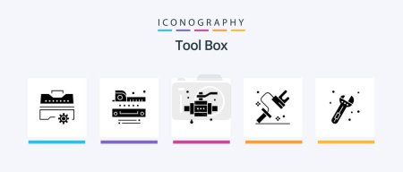 Illustration for Tools Glyph 5 Icon Pack Including tool. tool. buildings. roller. dye. Creative Icons Design - Royalty Free Image